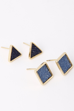Gold Rimmed Triangle Square Cutout Stud Earring 5ECI5